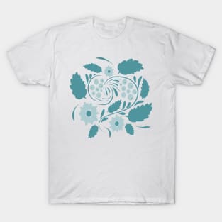 Folk floral art print  Flowers abstract art  poster T-Shirt